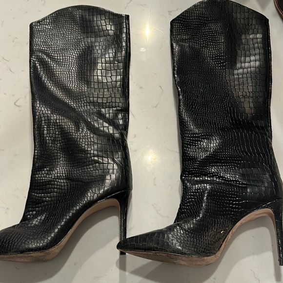 Schutz Maryana pointed toe, faux crocodile, boot in Black - Picture 4 of 5